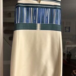 Tory Burch Blue and Cream Sleeveless Dress